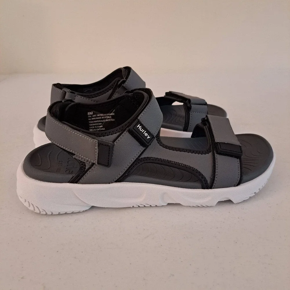 Hurley Oceanside Sport Sandals Mens 8 Grey Excellent Adjustable Straps 1269-441